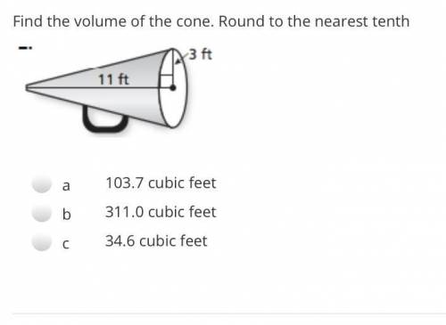 What is the volumen of the cone. Round to the nearest tenth