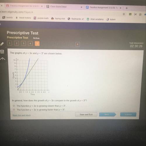 PLEASE HURRY ! the last two questions are c) the functions y=3x and y=3 to the power of x are growin