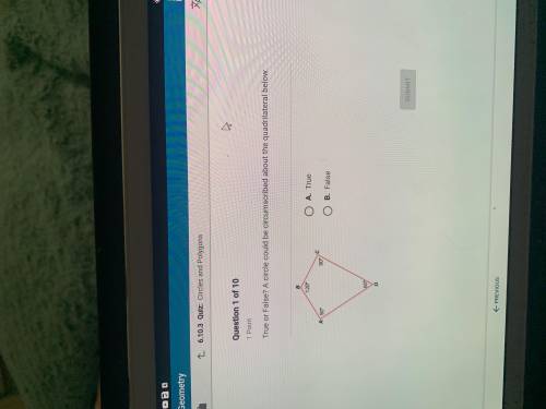 A circle could be circumscribed about the quadrilateral below