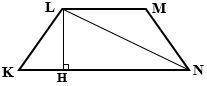 Given: KLMN is a trapezoid, KL = MN, LN = square root 89 , LH - altitude, LM = 3, KN = 13.  Find: m∠