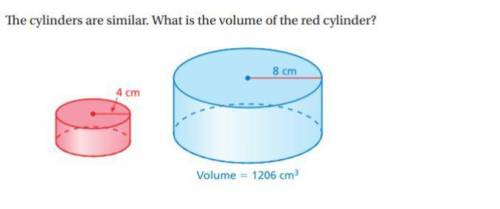 The cylinders are similar. What is the volume of the red cylinder?