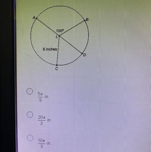 Find the arc length of arc AB if the radius of circle L is 6 inches.
