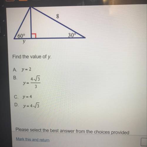 Analyze the diagram find the value of y