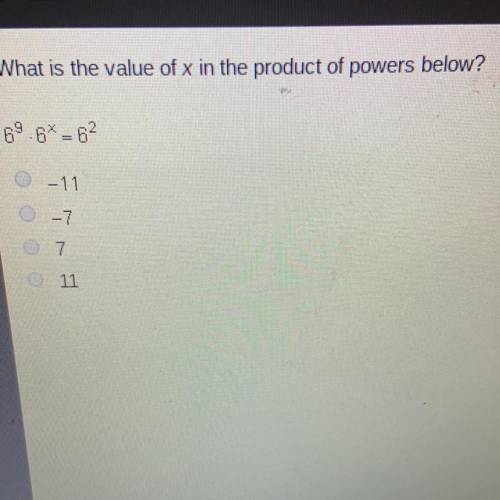 6^9x6^x= 6^2 What is the value of x in the equation