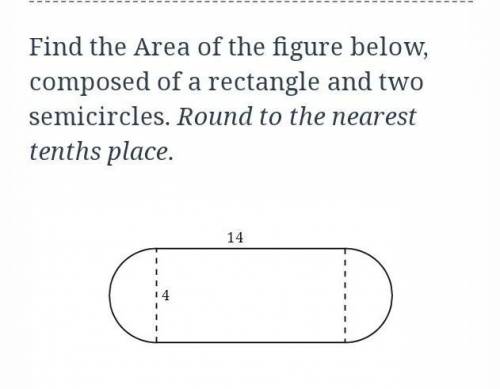 Find the area rounded to nearest tenths place