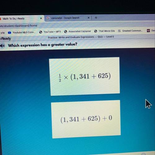 Which expression has a greater value? EASY give you brainless