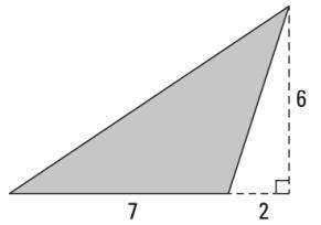 What is the area of the shaded triangle? answers are A) 54 B) 42 C) 27 D) 21