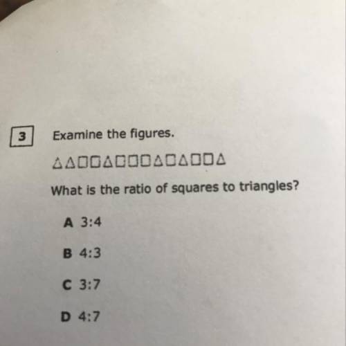 Examine the figures. What is the ratio of squares to triangles?