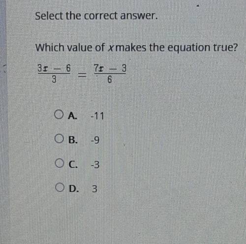 Which value of x makes the equation true?