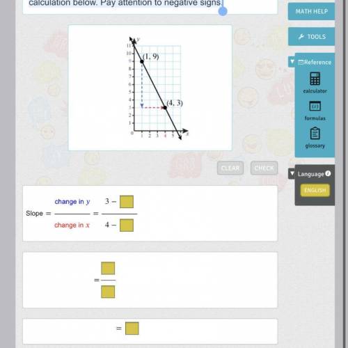 Use the coordinates of the plotted points to complete the calculation below. Pay attention to negati