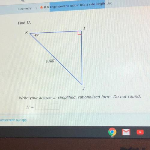 Find IJ. Write your answer in simplified, rationalized form. Do not round.