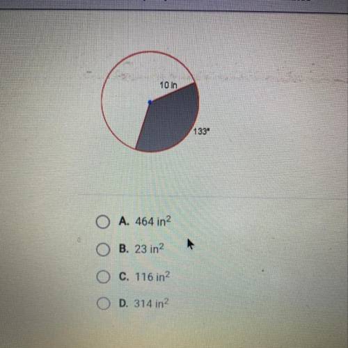 To the nearest square inch, what is the area of the shaded sector in the circle shown below? 10 in 1