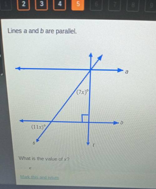 Lines a and b are parallel. What is the value of x? A. 5B. 10C. 35 D. 55