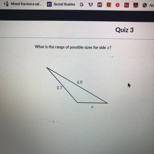 What is the range of possible sizes for side x?