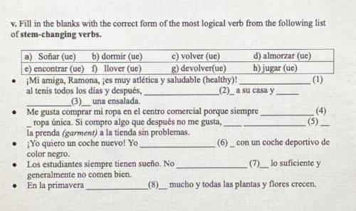 I really need help with this spanish homework! this is a (Spanish 1 in college) class