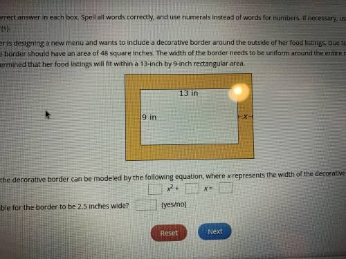 The area of the decorative border can be modeled by the following equation, where x represents the w