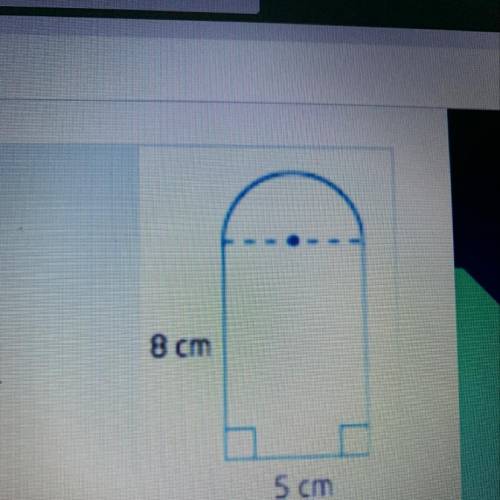 Find the perimeter, in cm, of the composite figure. This image shows a rectangle and a semicircle. U