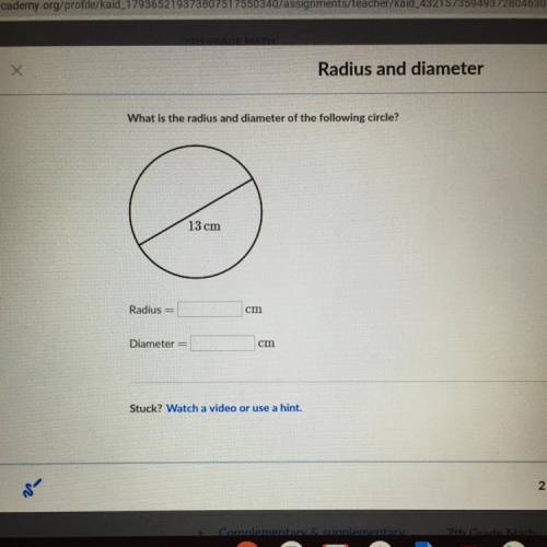What is the radius and diameter of the following circle PLEASE HELP FAST!