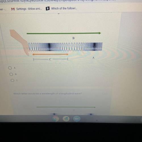 Which letter would be compression of a longitudinal wave?