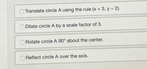 Circle A has center of (4, 5) and a radius of 3, and circle B has a center of (1,7) and a radius of