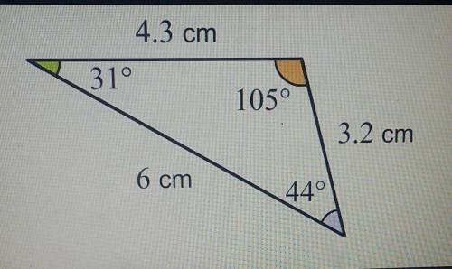 Classify the triangle using its angles and sides(choose 2)A.) AcuteB.) ObtuseC.) ScaleneD.) Equilate