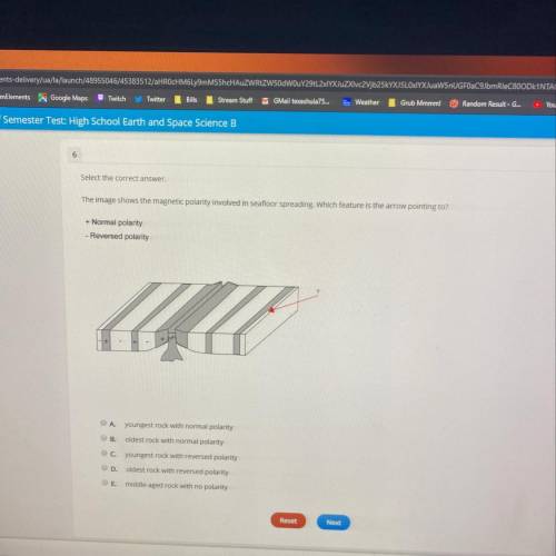 Er Test: High School Earth and Space Science B Select the correct answer. The image shows the magnet