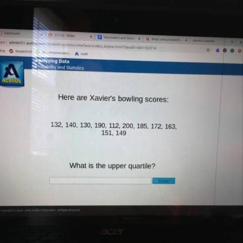 Here are Xavier's bowling scores: 132, 140, 130, 190, 112, 200, 185, 172, 163, 151, 149 What is the