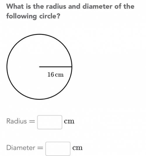 What is the radius and diameter of the following circle
