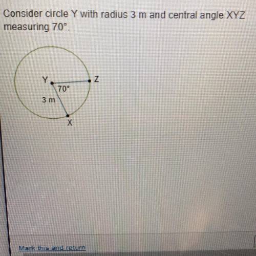 What is the approximate length of minor arc XZ? Round to the nearest tenth of a meter