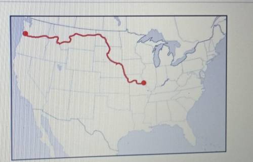 This map shows the route ofA. Jefferson and AdamsB. Lewis and ClarkC. Daniel BooneD. Zebulon Pike