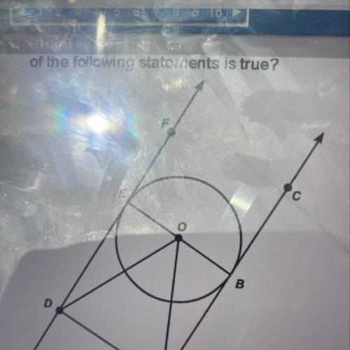 In the following figure, AC is tangent to circle o at B. DF is tangent to circle O at E. If ABDE, th