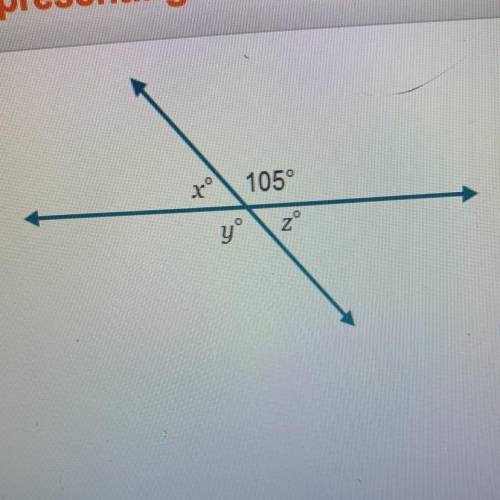 Which equations are true for the values of x, y, and z in the figure? Select all that apply. x° +105