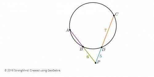 In the diagram, secant AP¯¯¯¯¯¯¯¯ intersects the circle at points A and B, and secant CP¯¯¯¯¯¯¯¯ int