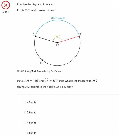 6 Please help. If m∠COT=146∘ and CT⌢=35.7 units, what is the measure of OT⎯⎯⎯⎯⎯⎯⎯⎯? Round your answe