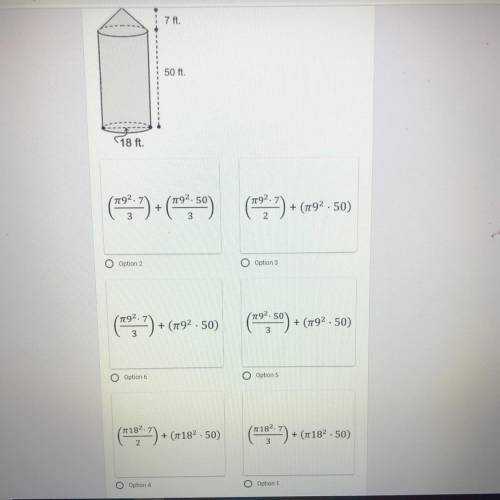 Which expression represents finding the volume of the entire solid? Be careful