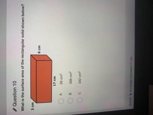 What is the surface area of the rectangular solid shown below?