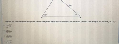 Which Expression can be used to find the length , in inches, of segment PQ ?