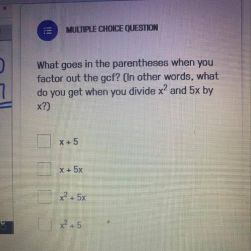 What do i get when you divide x^2 and 5x by x