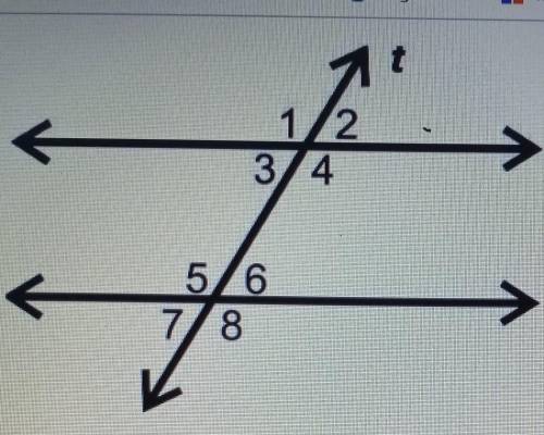 Lines I and m are parallel lines cut by the transversal line t Which angle is congruent to <1?A.