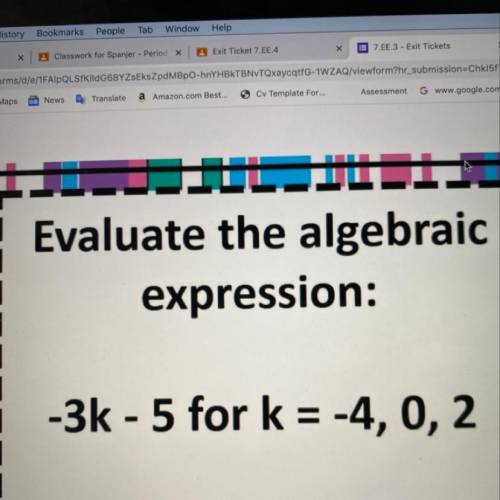 Evaluate the algebraic expression: Plz answer quick