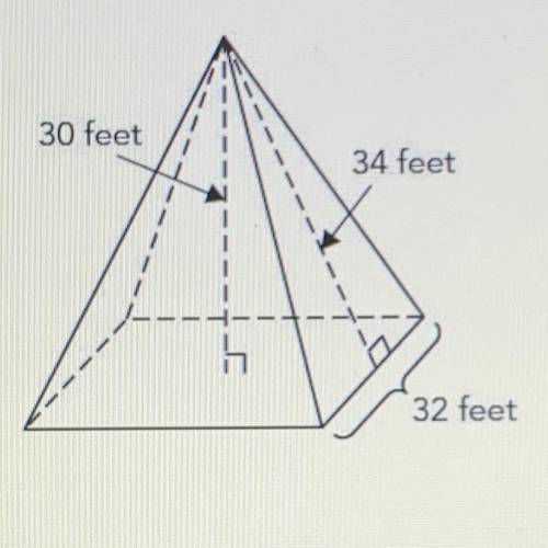 What is the volume of the square pyramid? A. 2530 cubic feet B. 10,240 cubic feet C. 11,605.3 cubic