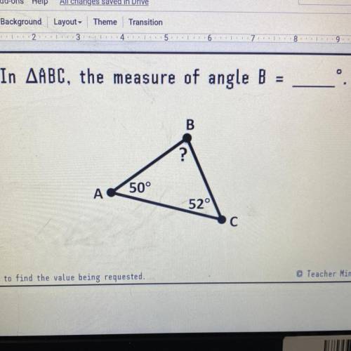 What is the measure of angle B?