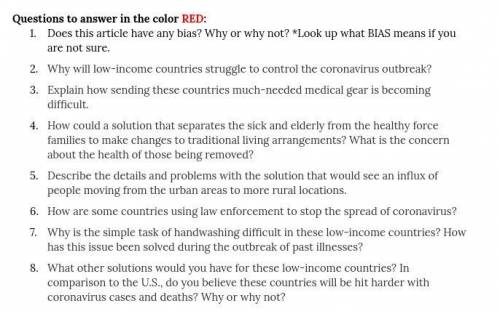 HELP PLEASE, I'll MARK AS BRAINLIEST!ARTICLE: 6 Solutions To Beat COV^ID-19 In Countries Where The U