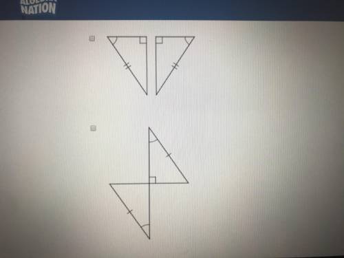 Which of the following pair of right triangles cannot be proven to be congruent? Select all that app