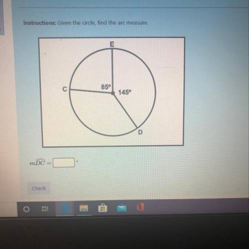 Given the circle, find the arc measure.