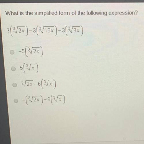 What is the simplified form of the following expression? 7({/2x) - 3/163)-3(18x) 5 3/27 -6(%) -(2/2x