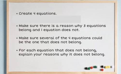 Create your own equation.  When deciding what does not belong, what operations do you need to use? W