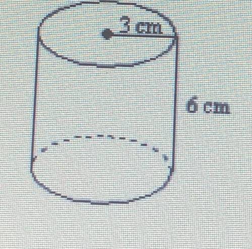 Find the area of the cylinder. 3cm 6cm