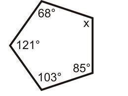 Find the missing angle x. a.540° b. 377° c. 121° d. 163°