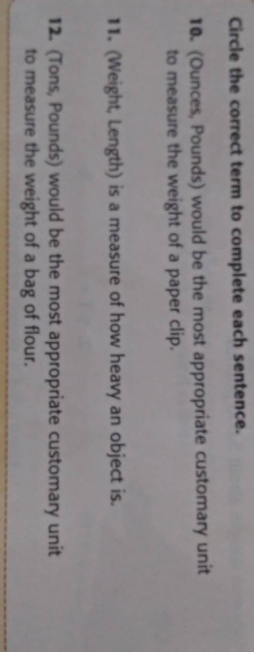 Circle the correct term to complete each sentence.(you don't have to circle just put the question nu